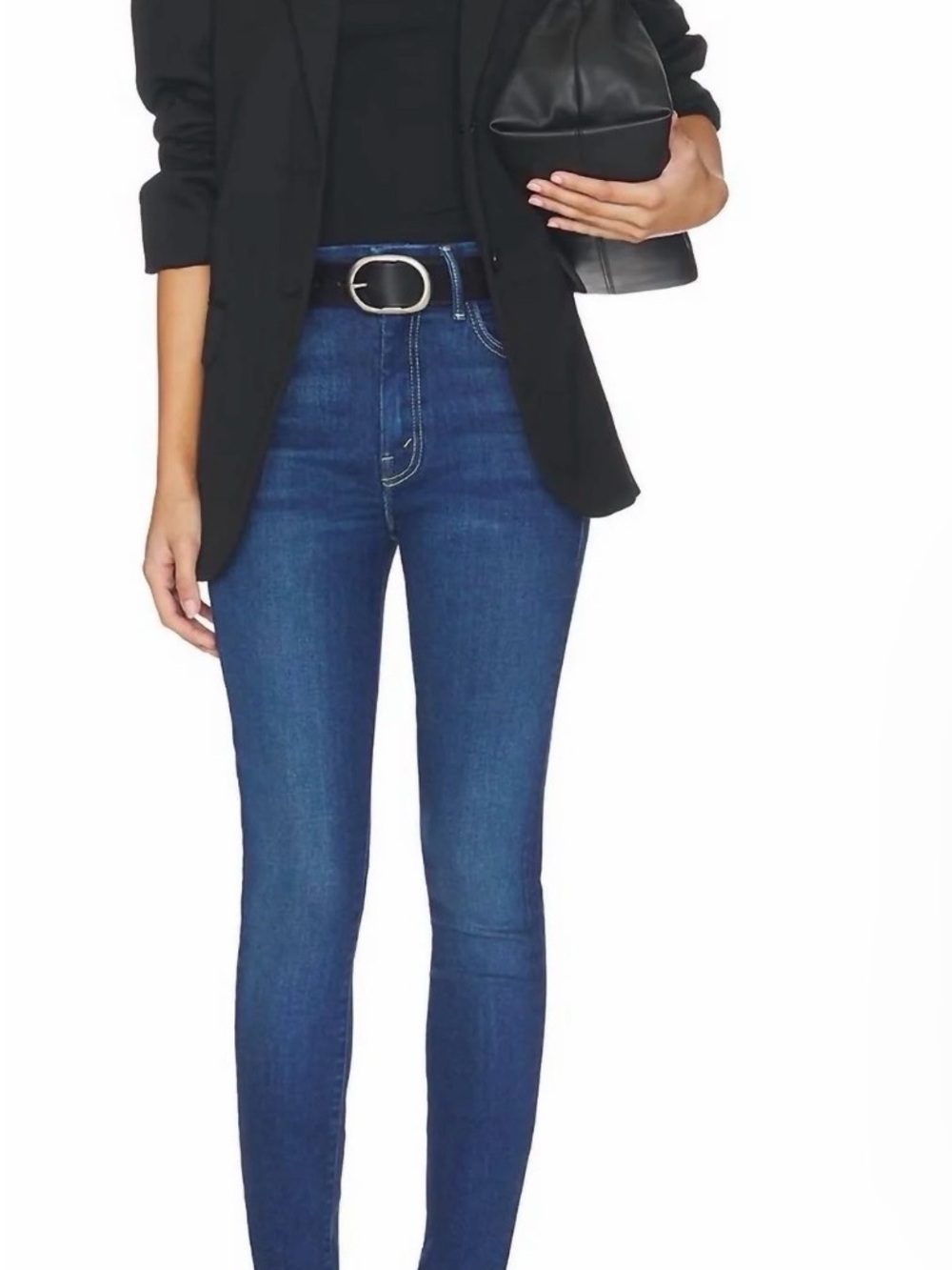 MOTHER High Waisted Looker Jeans in denim blue